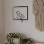 Stalowy dekor na ścianę - Ptak Czarny / Biały